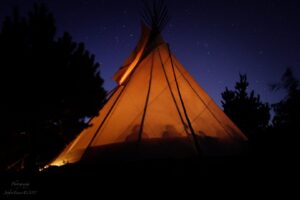 25ft hearthworks Tipi tepee teepee at night